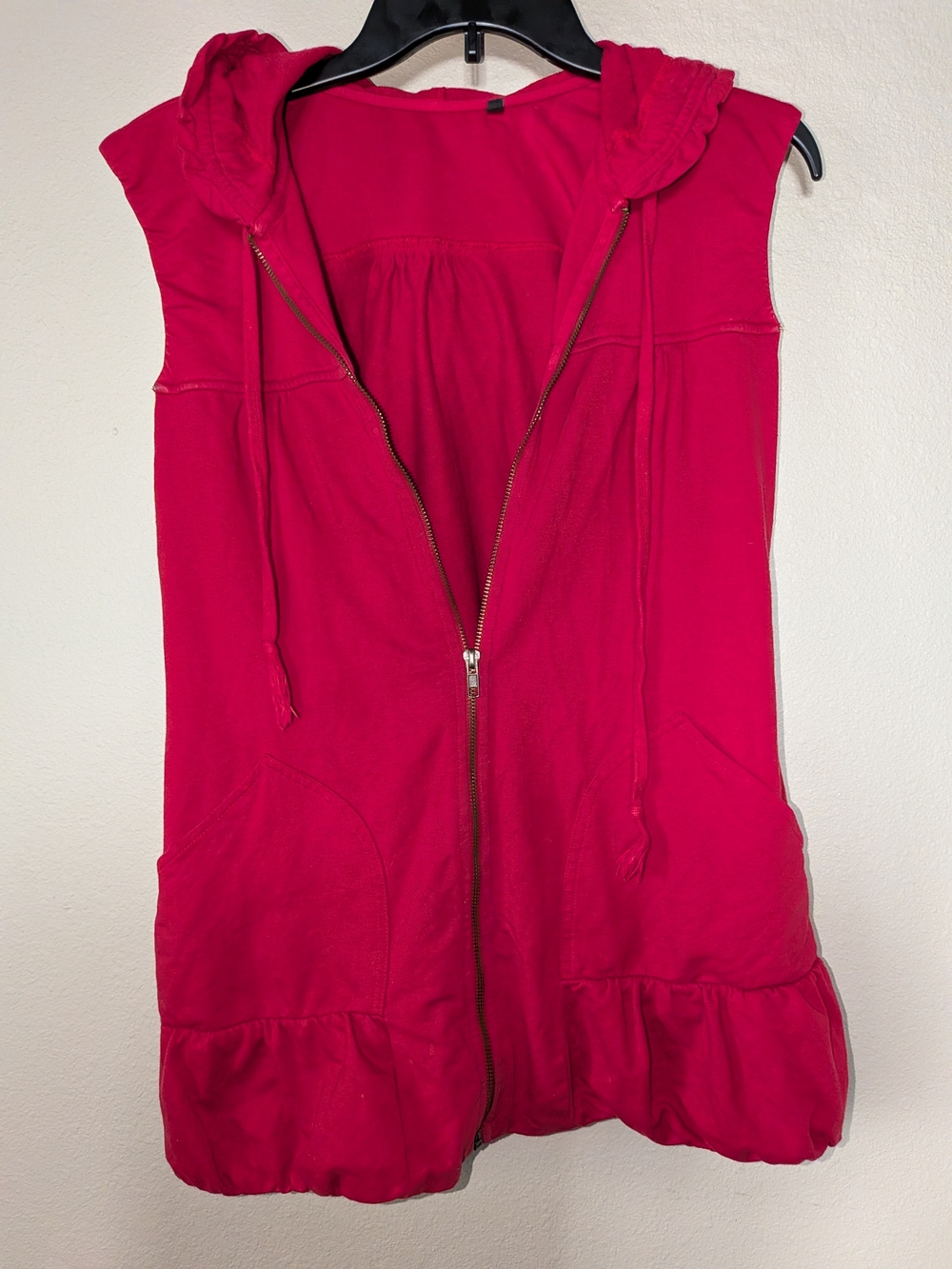 Women’s Sleeveless Zip-Front Hoodie Dress - Hot Pink